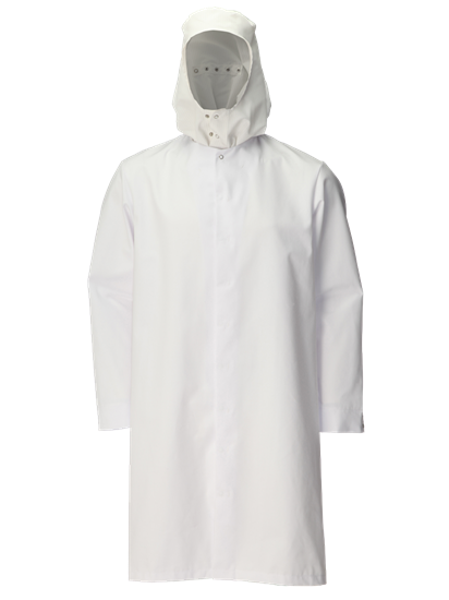 super white hooded food trade coat