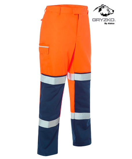 Picture of Gryzko® Hi Vis Contrast Trouser - Hi Vis Orange/Navy