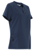 side angle of female stretch scrub tunic