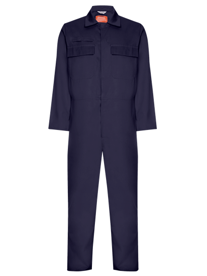 front angle of coverall made from phoenix in navy