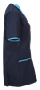 modern tunic in navy with peacock trim facing to right