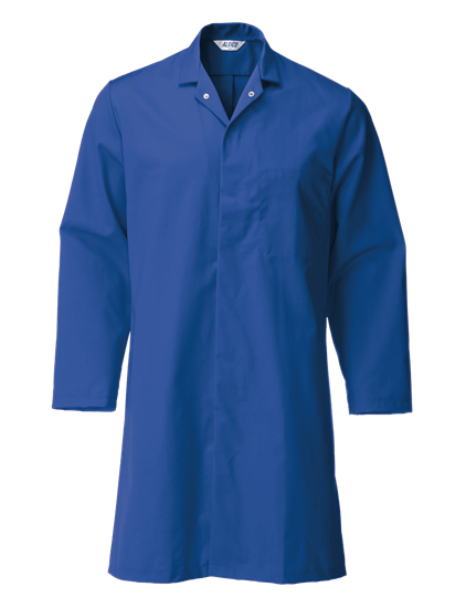 royal blue food trade coat with lower pocket