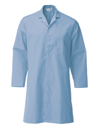 food trade coat with lower pocket in light blue