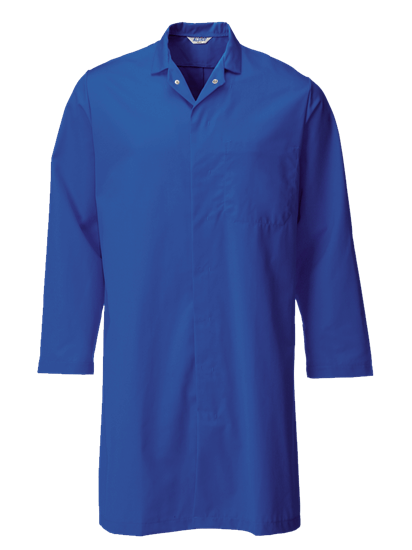 royal blue food trade coat with upper pocket