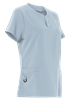 side angle of female 4 way stretch tunic sky blue