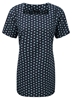 Picture of Looser Fit Square Neck Longline Blouse - Navy/Aqua/White Ella Print