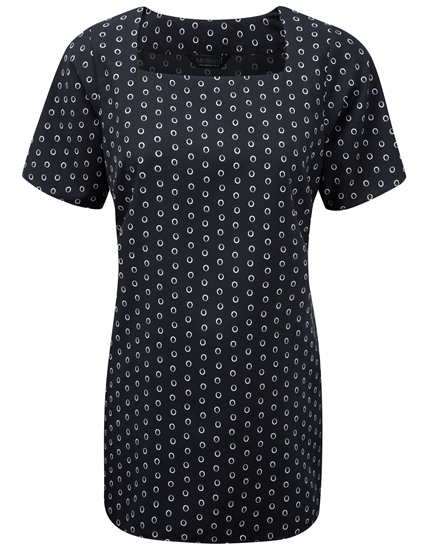 Picture of Looser Fit Square Neck Longline Blouse - Navy/White Ella Print