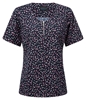 Picture of Semi-Fitted Blouse with Zip - Navy/Pink/Grey Darcey Print