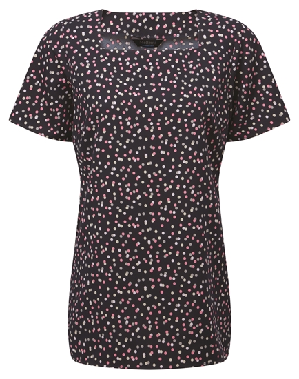 Picture of Looser Fit Square Neck Blouse - Navy/Pink/Grey Darcey Print