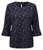 Picture of Semi Fitted Blouse Flute Sleeves - Navy/Pink Sienna Print