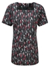 Picture of Looser Fit Square Neck Longline Blouse - Grey/Red Amelia Print