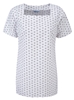 Picture of Looser Fit Square Neck Longline Blouse - White/Black Ella Print