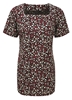 Picture of Looser Fit Square Neck Longline Blouse - Black/Cerise Lauren Print