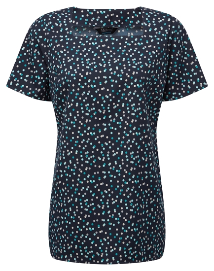 Picture of Looser Fit Square Neck Blouse - Navy/Teal/Grey Darcey Print