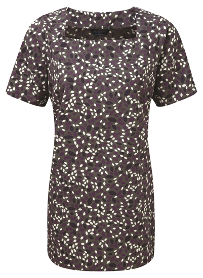 Picture of Looser Fit Square Neck Longline Blouse - Grey/Amethyst Lauren Print