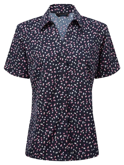 Picture of Looser Style Blouse - Navy/Pink/Grey Print