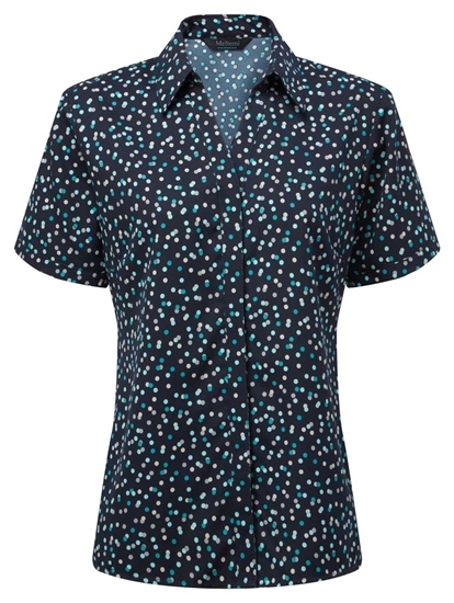 Picture of Looser Style Blouse - Navy/Teal/Grey Print