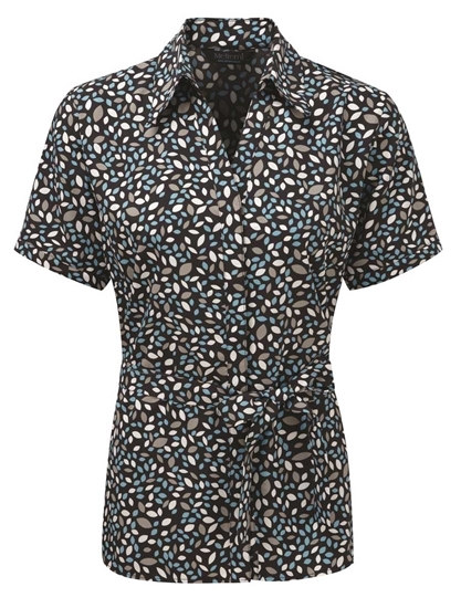 Picture of Looser Style Blouse - Navy/Turquoise Lauren Print