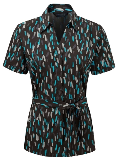 Picture of Looser Style Blouse - Black/Turquoise Amelia Print
