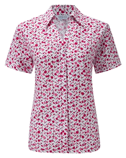 Picture of Looser Style Blouse - White/Cerise Chloe Print