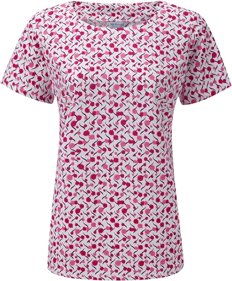 Picture of Round Neck Blouse - White/Cerise Chloe Print