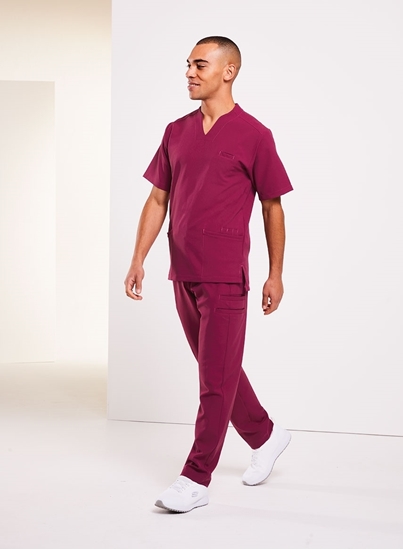 Picture of Mode Male Notch Neck Scrub Tunic - Garnet