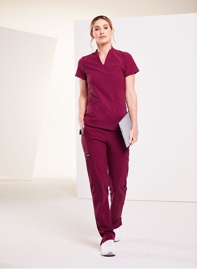 Picture of Mode Women's Notch Neck Scrub Tunic - Garnet