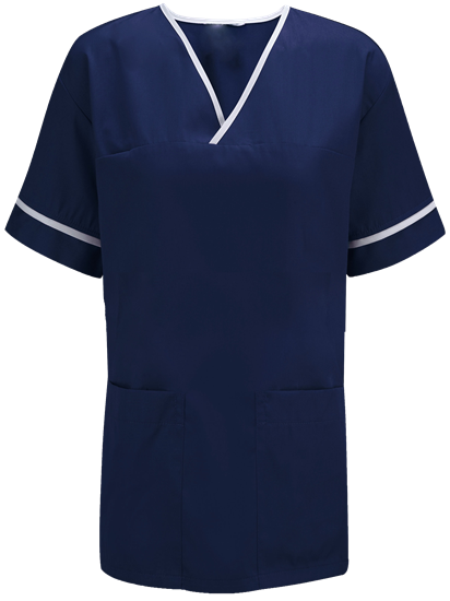 Picture of Unisex Smart Scrub Tunic - Navy/White 