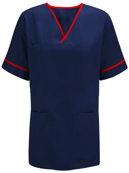 Picture of Unisex Smart Scrub Tunic - Navy/Red