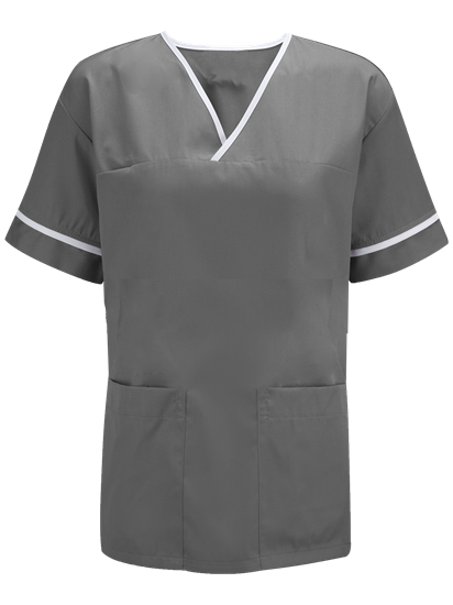 Picture of Unisex Smart Scrub Tunic - Hospital Grey/White 