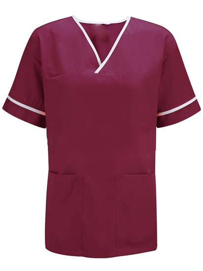 Picture of Unisex Smart Scrub Tunic - Burgundy / White 