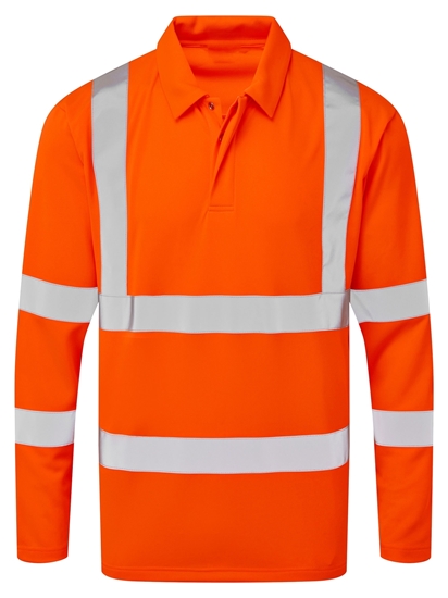 Picture of Industrial Launderable Hi-visibility Long sleeve Polo Shirt - Orange