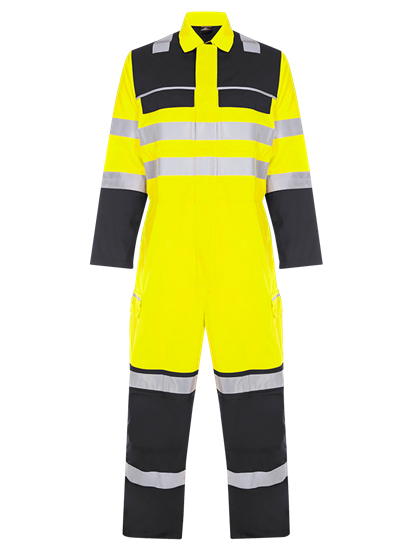 Picture of Gryzko Hi-vis Contrast Coverall - Hi Vis Yellow and Navy