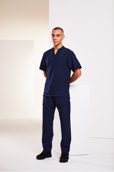 Male Mode Notch Neck Scrub Top - Eclipse