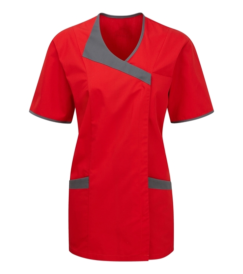 Picture of Asymmetric Tunic - Red With Dark Grey 