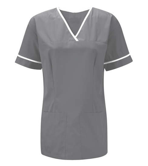 Picture of Female Smart Scrub Tunic - Hospital Grey/White 