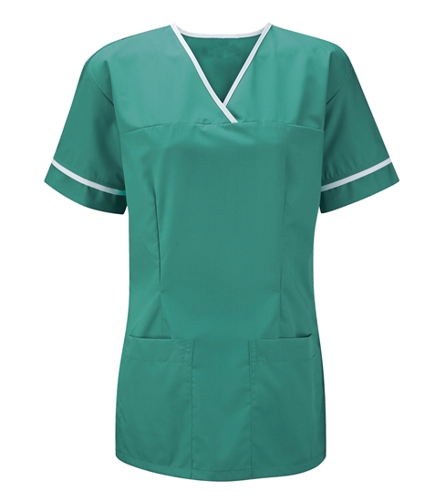 Picture of Female Smart Scrub Tunic - Jade/White 