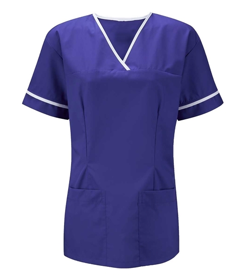 Picture of Female Smart Scrub Tunic - Royal Blue/White 