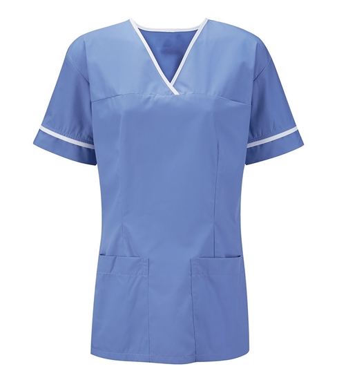 Picture of Female Smart Scrub Tunic - Metro Blue/White 