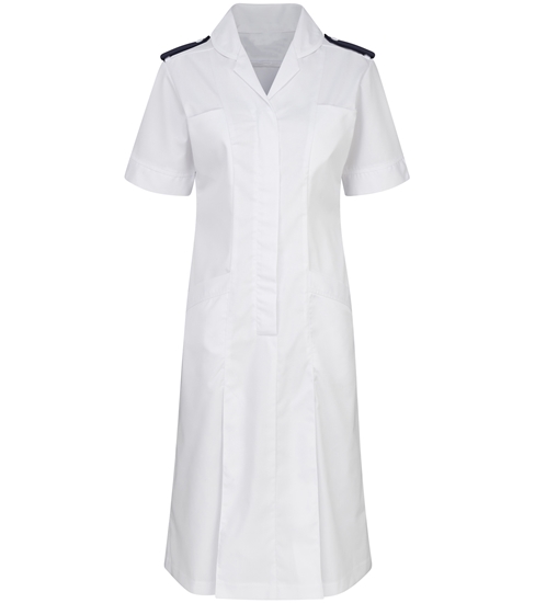 Picture of Dress With Epaulette Bar & Button - White