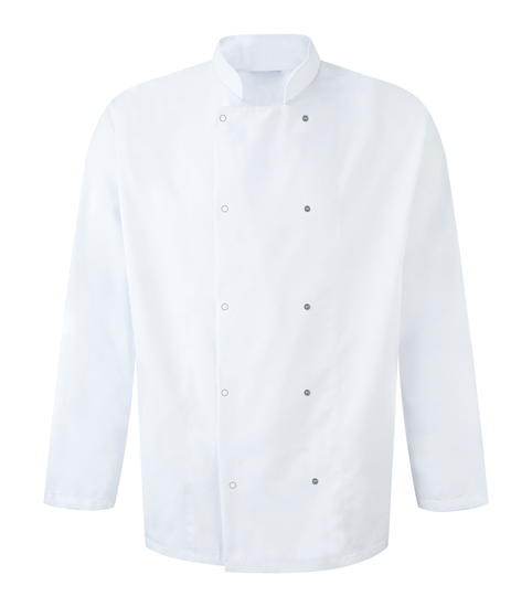 Picture of Unisex Long Sleeve Studded Chefs Jacket - White