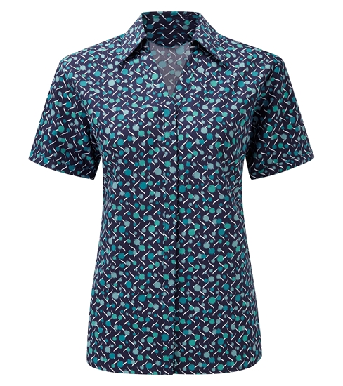 Picture of Looser Style Blouse - Navy/Aqua Chloe Print