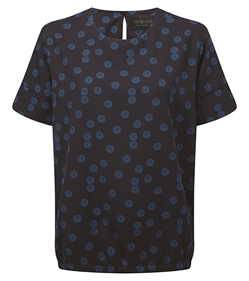 Picture of Looser Fit Blouson Style Blouse - Navy/Blue Sienna Print