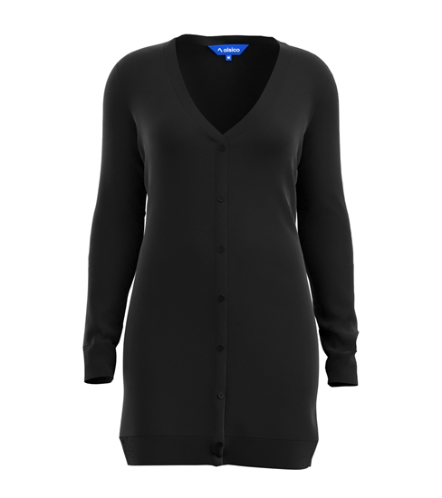 Picture of Female cotton/acrylic longline cardigan - Black