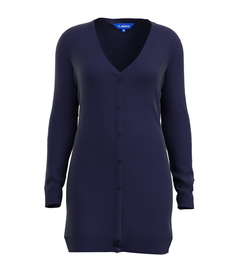 Picture of Female cotton/acrylic longline cardigan - Navy