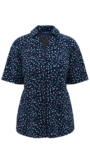 Picture of Semi Fitted Blouse - Navy/Teal Darcey Print