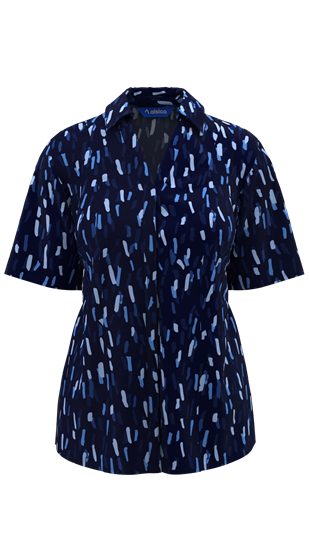 Picture of Semi Fitted Blouse - Navy/Blue Amelia Print