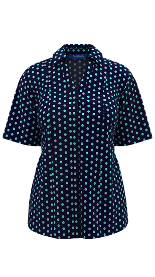 Picture of Semi Fitted Blouse - Ella Navy/Aqua/White