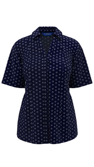 Picture of Semi Fitted Blouse - Navy/White Ella Print