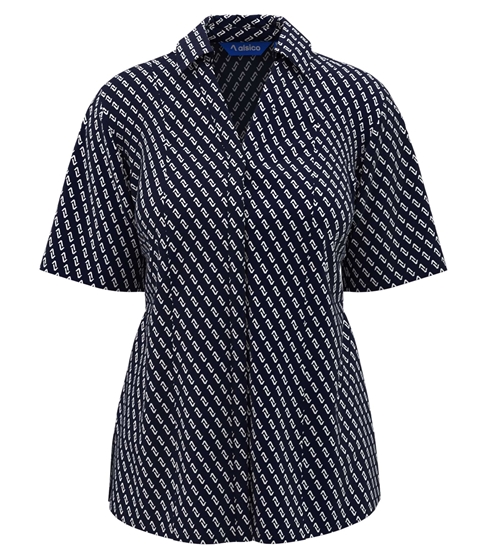 Picture of Semi Fitted Blouse - Ila / Light Navy-White